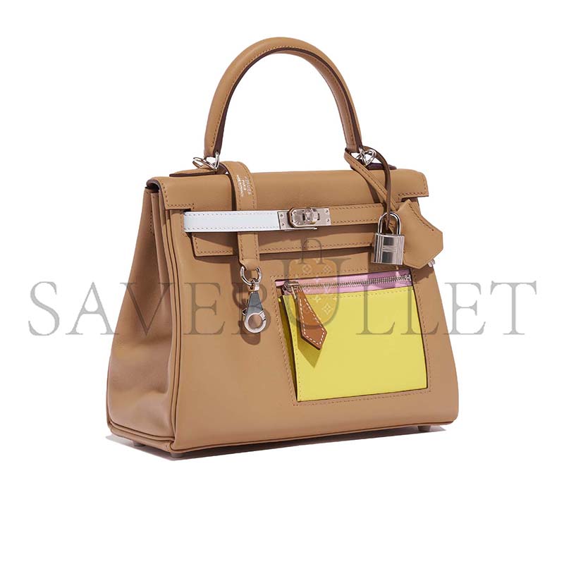 H**mes master kelly 25 swift colormatic chai mauve bleu brume jaune de naples (25*17*7cm)